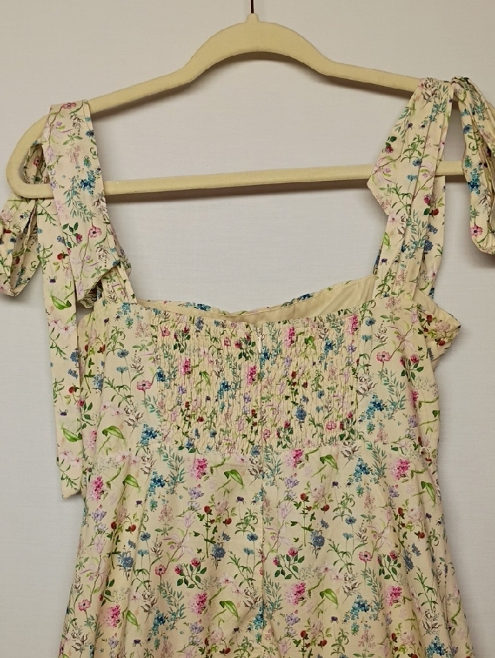Cream Floral Tie-Shoulder Sundress - Picture 11 of 13
